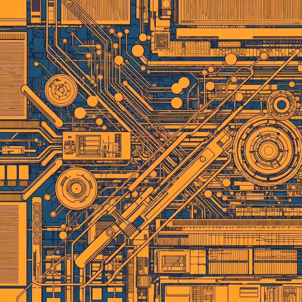 Abstract tech circuits, devices, and dashboards