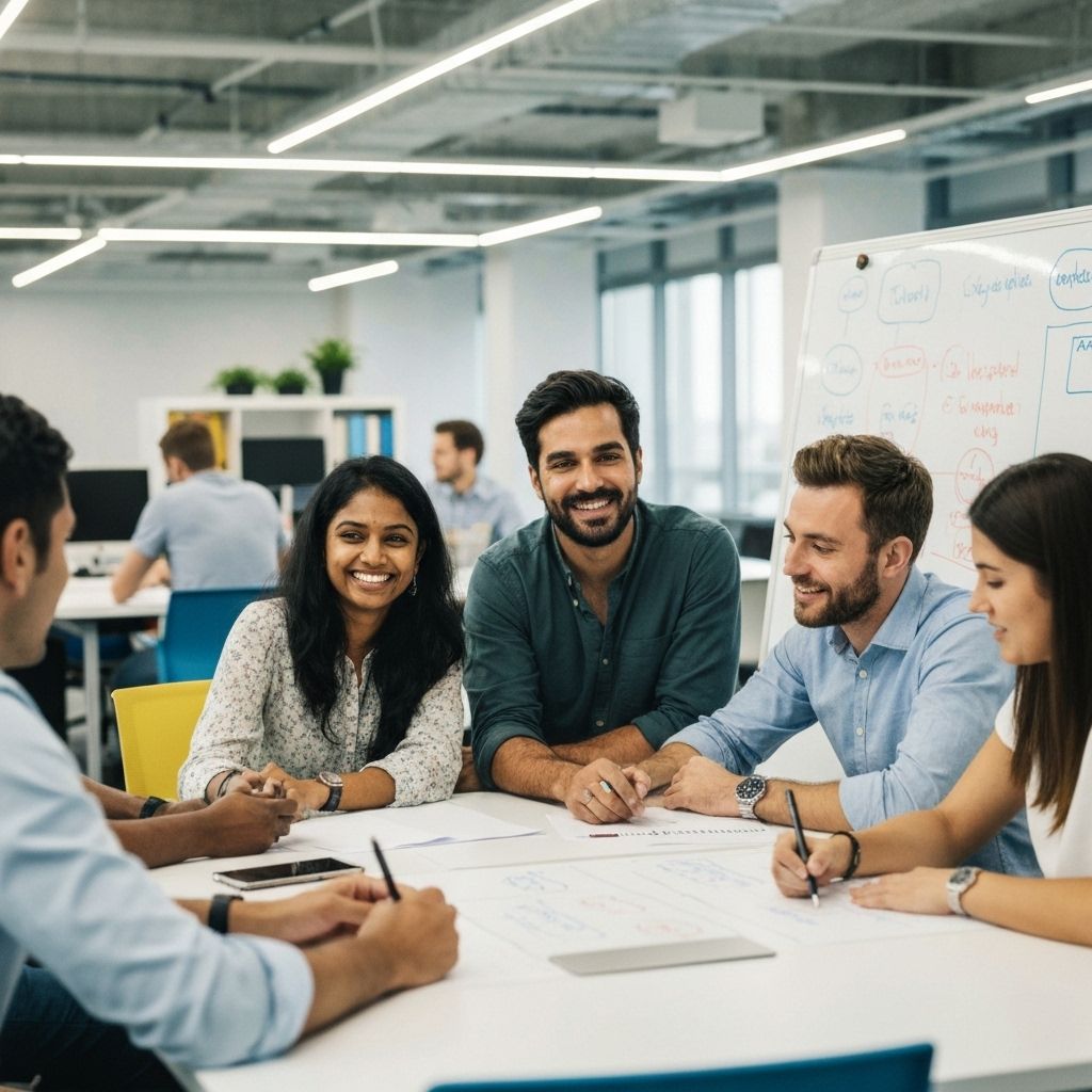 Team collaboration in a modern workspace